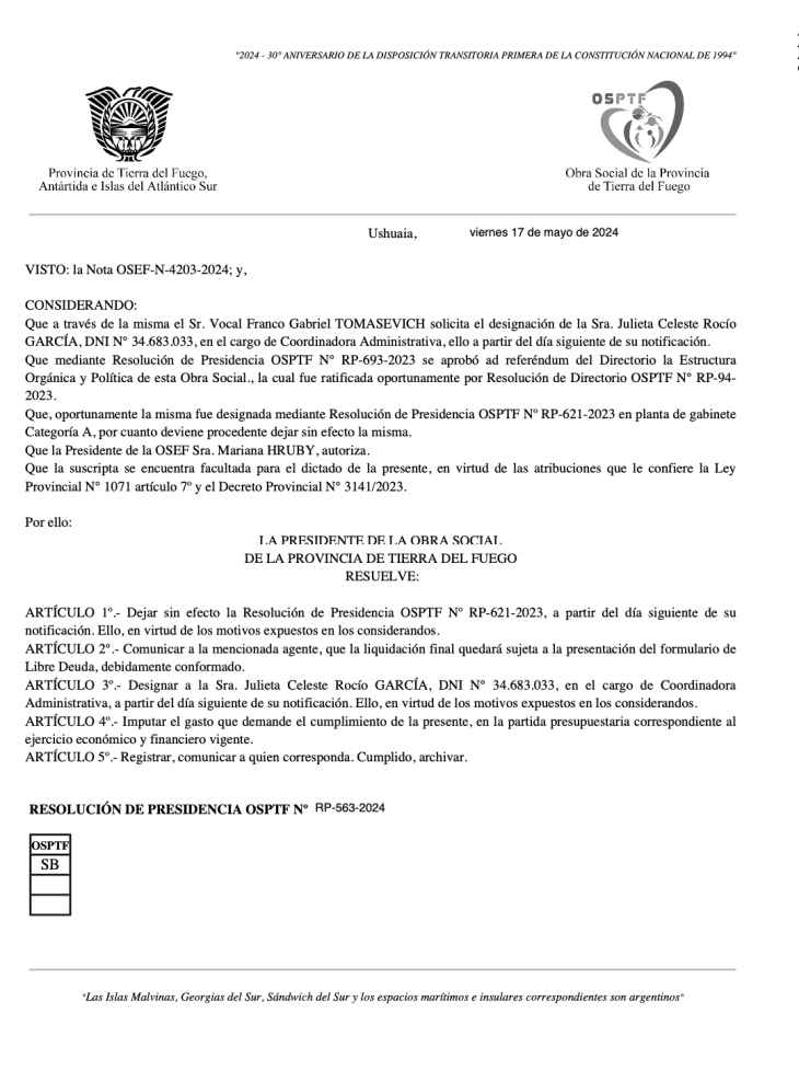 Nombramiento Julieta García